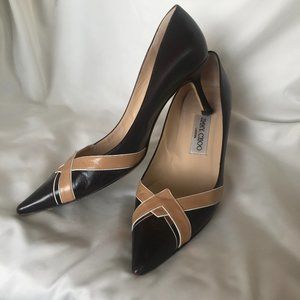 JIMMY CHOO pointed toe pumps brown and tan